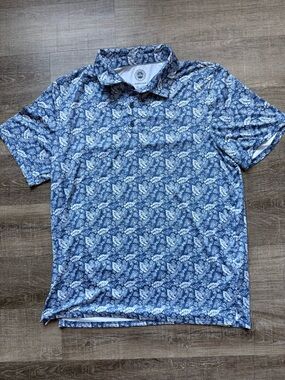 Flag & Anthem Golf | Blue Floral Performance Polo